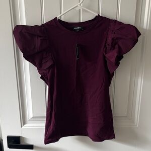Express Women's Plum Ruffle Sleeve Blouse